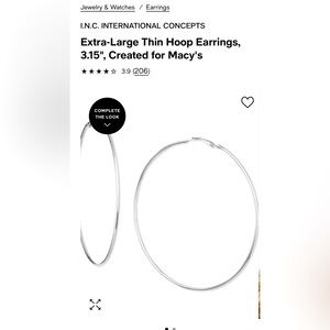 Extra-Large Thin Hoop Earrings, 3.15"